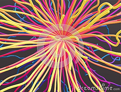 Point explode. Array with dynamic emitted particles. 3d technology style. Abstract background. Vector illustration Vector Illustration