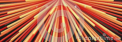 Point explode. Array with dynamic emitted particles. 3d technology style. Abstract background. Vector illustration Vector Illustration