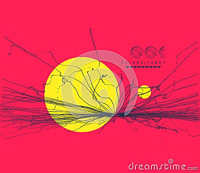 Point explode. Array with dynamic emitted particles. 3d vector composition for invitation, cover, poster, flyer or banner Vector Illustration