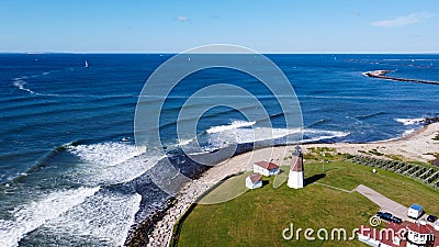 Point Judith Lighthouse and Coast Guard Station, Narragansett, Rhode Island Editorial Stock Photo