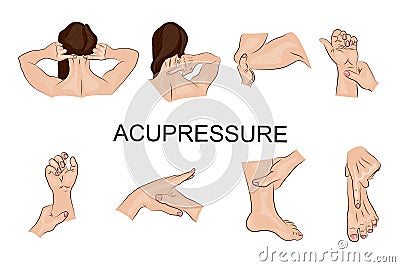 Point massage. Body parts. Vector Illustration