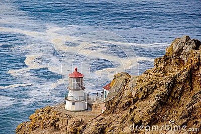 Point Reyes Lighthouse at Pacific coast, built in 1870 Stock Photo