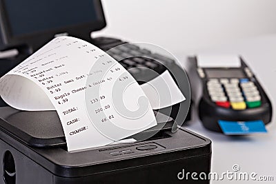 Point of Sale System For Retail with paper shoppin Stock Photo