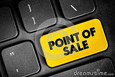 Point Of Sale - time and place where a retail transaction is completed, text button on keyboard, concept background Stock Photo