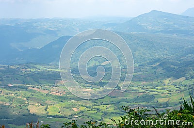 The point of view of the mountains and the town of Loei at Phu Ruea National Park in Loei. Stock Photo
