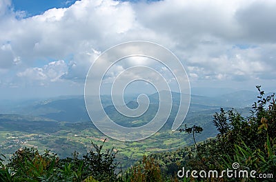 The point of view of the mountains and the town of Loei at Phu Ruea National Park in Loei. Stock Photo