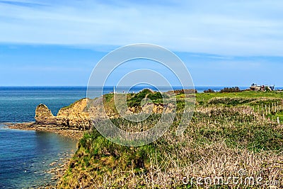 Pointe du Hoc. Battlefield in WW2 during the invasion of Normandy, France. Editorial Stock Photo