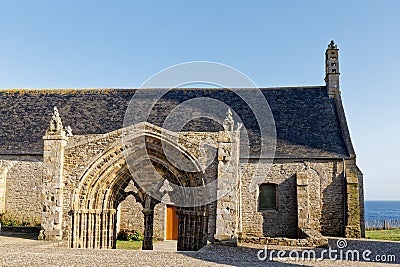 Pointe Saint Mathieu chapel - Plougonvelin, FinistÃ¨re, Brittany Stock Photo