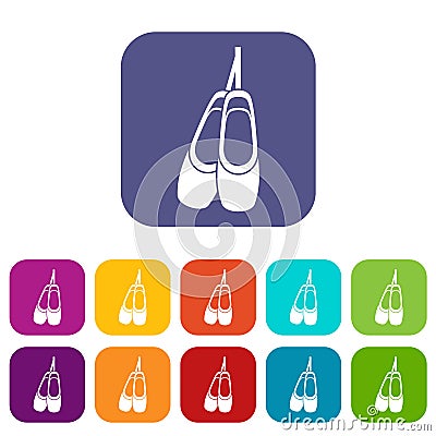 Pointe shoes icons set Vector Illustration