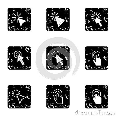 Pointer of computer icons set, grunge style Vector Illustration