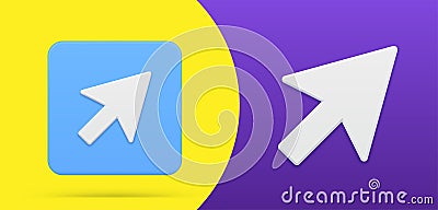 Pointer cursor arrow click simple 3d icon button set vector choose direction at internet cyberspace Vector Illustration