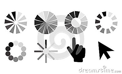 Pointer cursors icons: mouse hand arrow. Vector Illustration