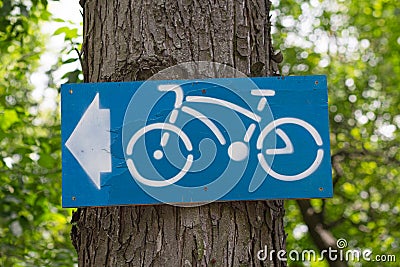 Pointer cycle path hanging Stock Photo