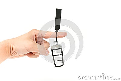 The pointer direction with car keys on white background with copy space Stock Photo
