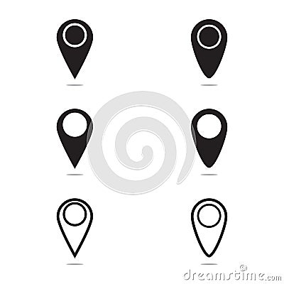 pointer gps map and navigation with black color icon set. positioning on the map. Mark GPS icon. icon location mark Vector Illustration