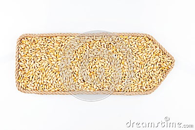 Pointer made of rope, filled with a grain of barley. Isolated Stock Photo