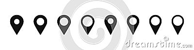 Pointers isolated icons vector set. Map pins symbols collection. Location signs with different shapes and sizes. markers Vector Illustration