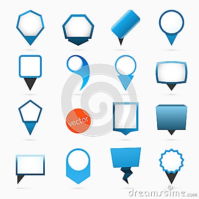 Pointers labels vector graphics, blue variant Vector Illustration