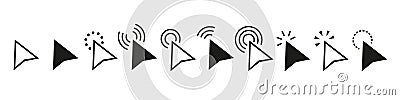Pointers mouse cursors vector computer clicking icons. White cursor pointer icon. Vector arrow set of icons Vector Illustration