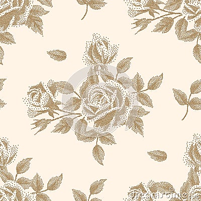 Pointillism floral pattern Vector Illustration