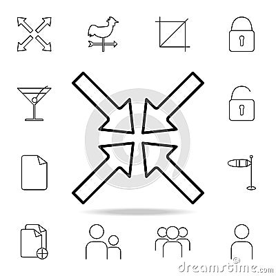 pointing arrows to center icon. Detailed set of simple icons. Premium graphic design. One of the collection icons for websites, Stock Photo