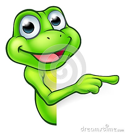 Pointing Cartoon Frog Vector Illustration