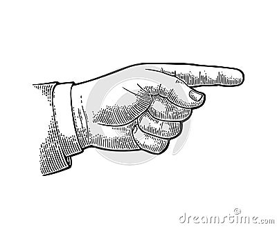 Pointing finger. Hand sign for web, poster, info graphic Vector Illustration