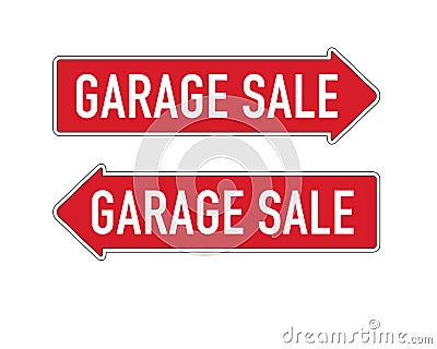 Pointing garage sale arrow sign Vector Illustration