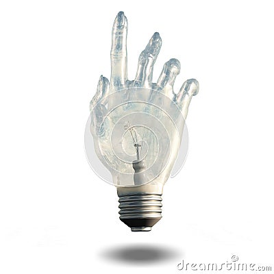 Pointing light bulb Stock Photo