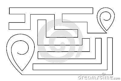 Pointing location at map one line art,hand drawn way destination continuous contour,trendy template direction, gps navigation Vector Illustration