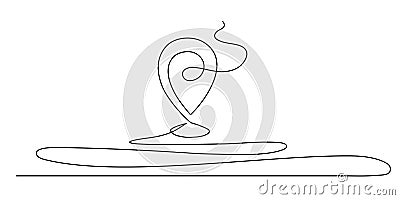 Pointing location at map one line art,hand drawn way destination continuous contour,trendy template direction, gps navigation Vector Illustration
