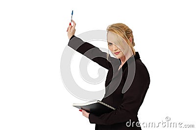 Pointing with Pen Stock Photo