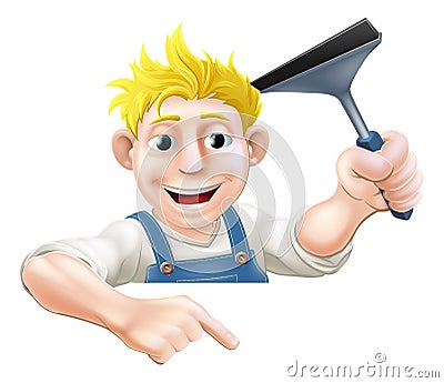 Pointing Squeegee Window Cleaner Vector Illustration