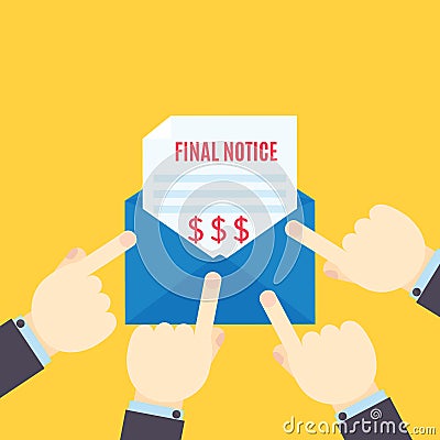 Pointing to the unpaid bill final notice letter Vector Illustration