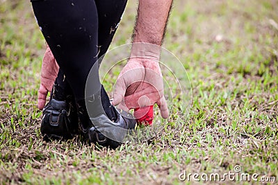 POINTNOIRE/CONGO - 18MAY2013 - Amateur rugby player to warm up Editorial Stock Photo