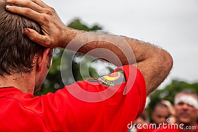 POINTNOIRE/CONGO - 18MAY2013 - Amateur rugby player to warm up Editorial Stock Photo