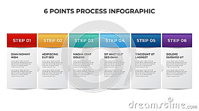 6 points of block list process diagram, infographic element template vector Stock Photo