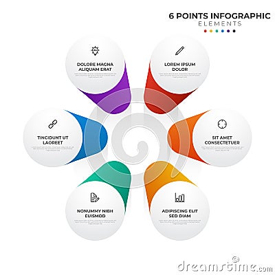 6 points circular infographic element, cycle layout diagram with icon and colorful color, can be used for presentation, banner, Stock Photo