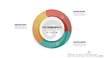 3 points circular steps, sequence infographic element Stock Photo