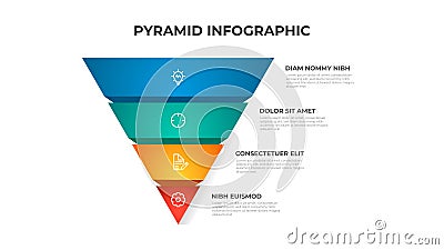 4 points of pyramid list diagram, infographic element template vector Stock Photo