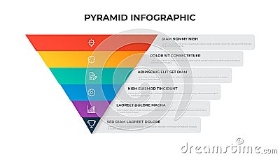 6 points of pyramid list diagram, infographic element template vector Stock Photo