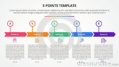 5 points stage template infographic concept for slide presentation with creative arrow header circle point with 5 point list with Stock Photo