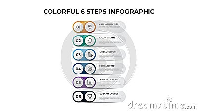 6 points of steps, infographic element template vector, list layout diagram Vector Illustration