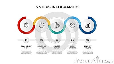 5 points of steps, list layout diagram vector, infographic element template Stock Photo