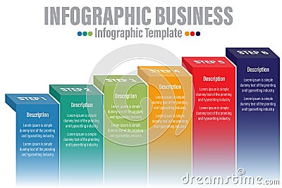 6 points 6 Steps or six option of list diagram, ascending block of process layout template, infographic element vector Vector Illustration