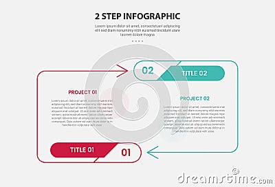 2 points template infographic outline style with 2 point stage or step comparison template with arrow line container opposite Stock Photo