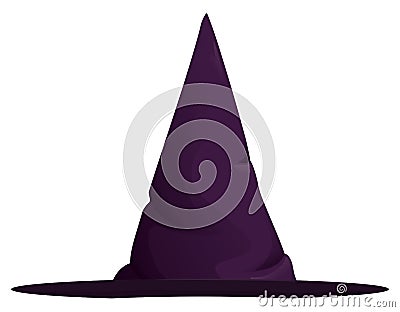 Pointy Witch Hat with Flat Brim over White Background, Vector Illustration Vector Illustration