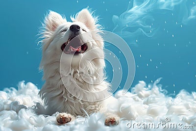 Poise in every strand of fur, a white spitz captures the essence of grace Stock Photo
