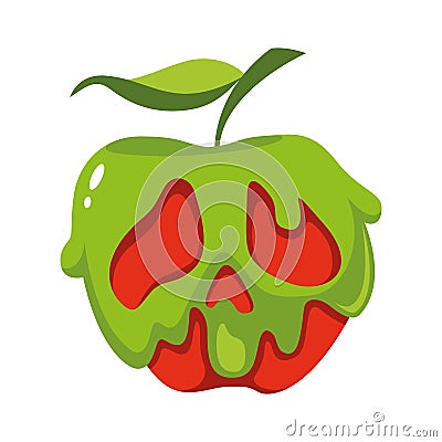 Poison apple for halloween, cartoon vector illustration Vector Illustration