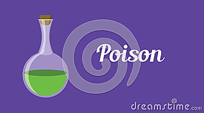 Poison concept illustration with green bottle liquid vector graphic Vector Illustration